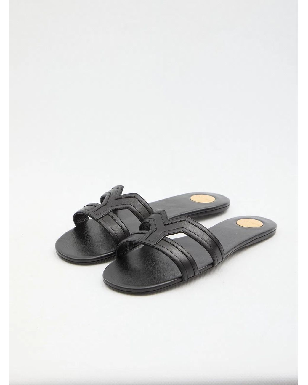 Saint Laurent White Mabrouka Leather Sandals