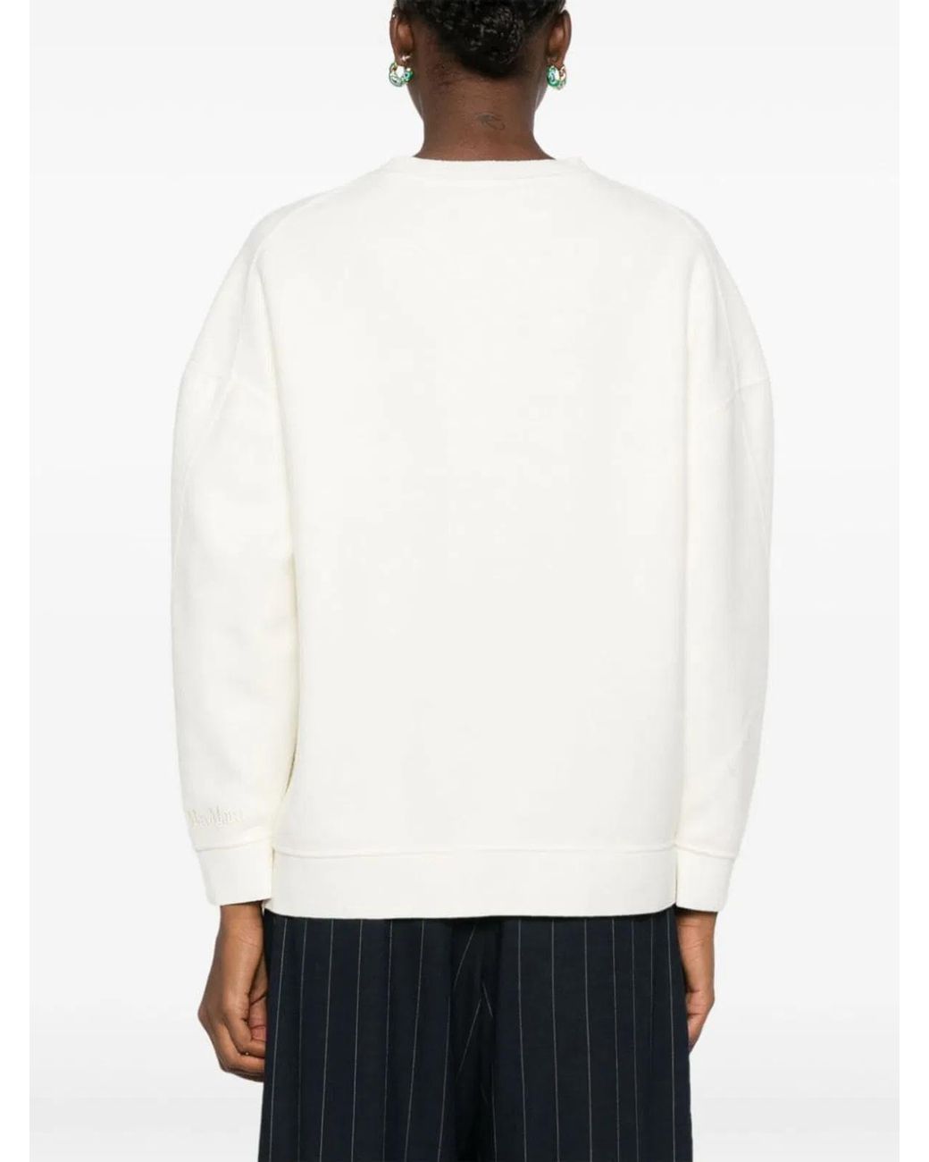 Max Mara White Wool Crewneck Sweater