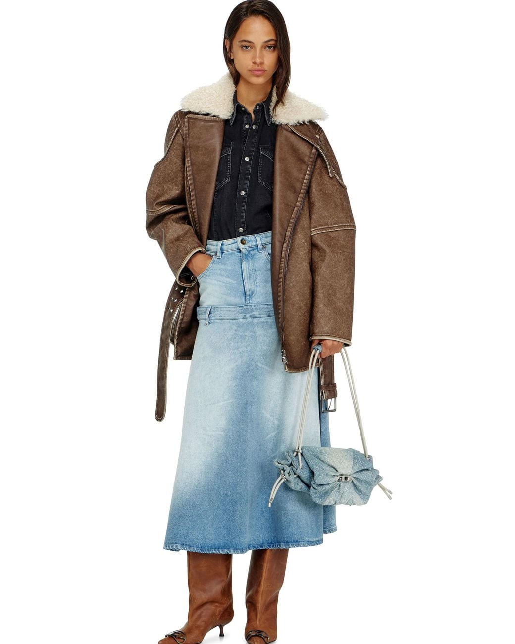 DIESEL Brown Aviator-Biker Style Jacket