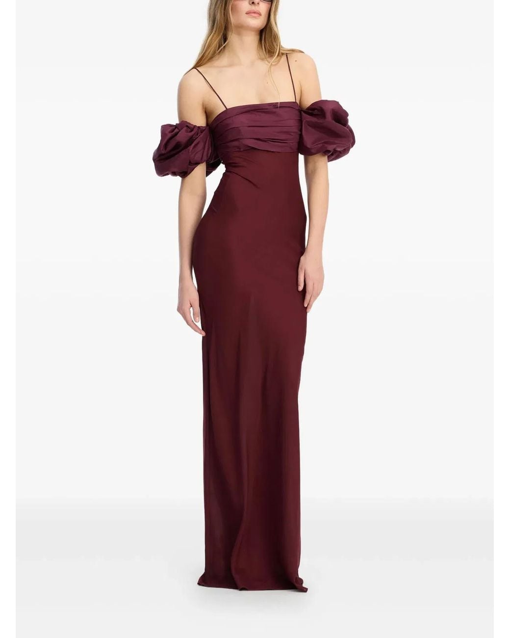 ROTATE BIRGER CHRISTENSEN Purple Chiffon Dress With Puffed Sleeves