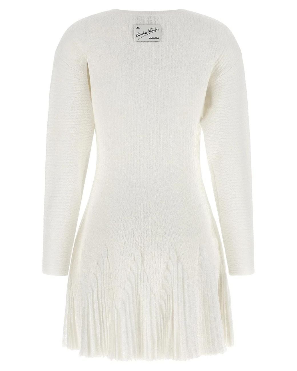 Elisabetta Franchi White Knitted Pleated Dress