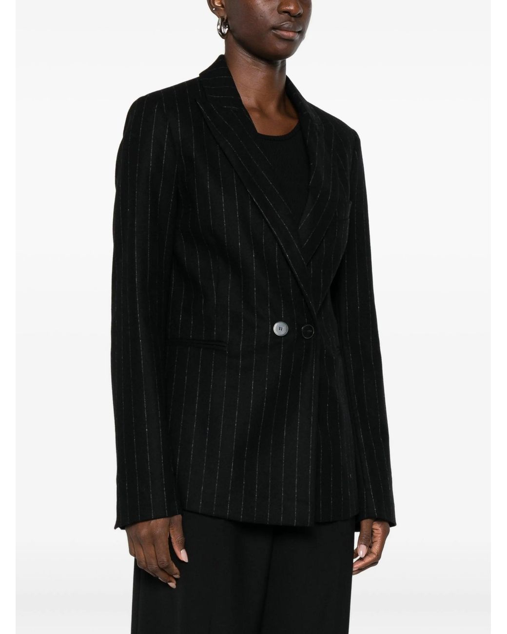 Forte_forte Black Pinstriped Cloth Jacket