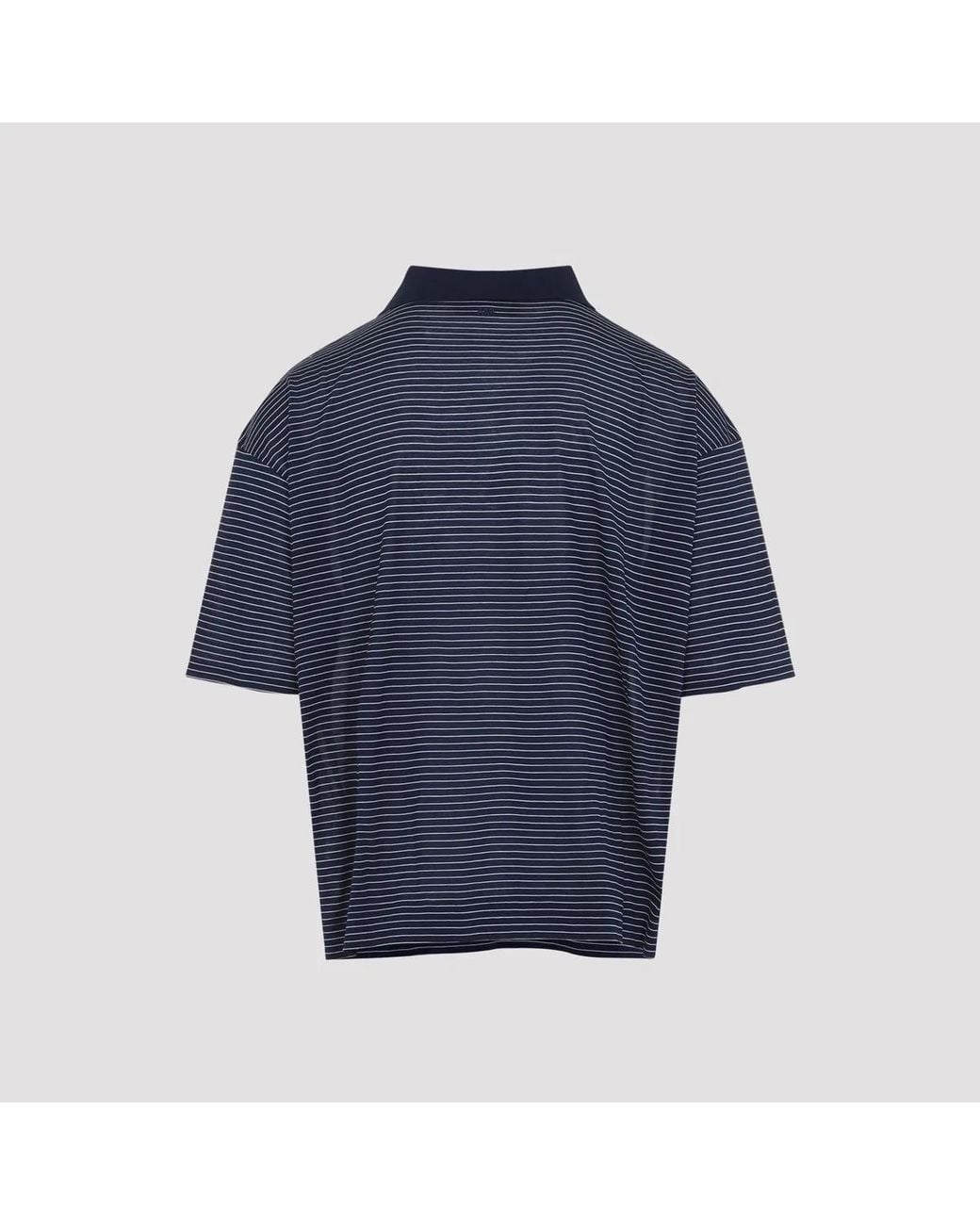 AMI Blue Striped Cotton Polo