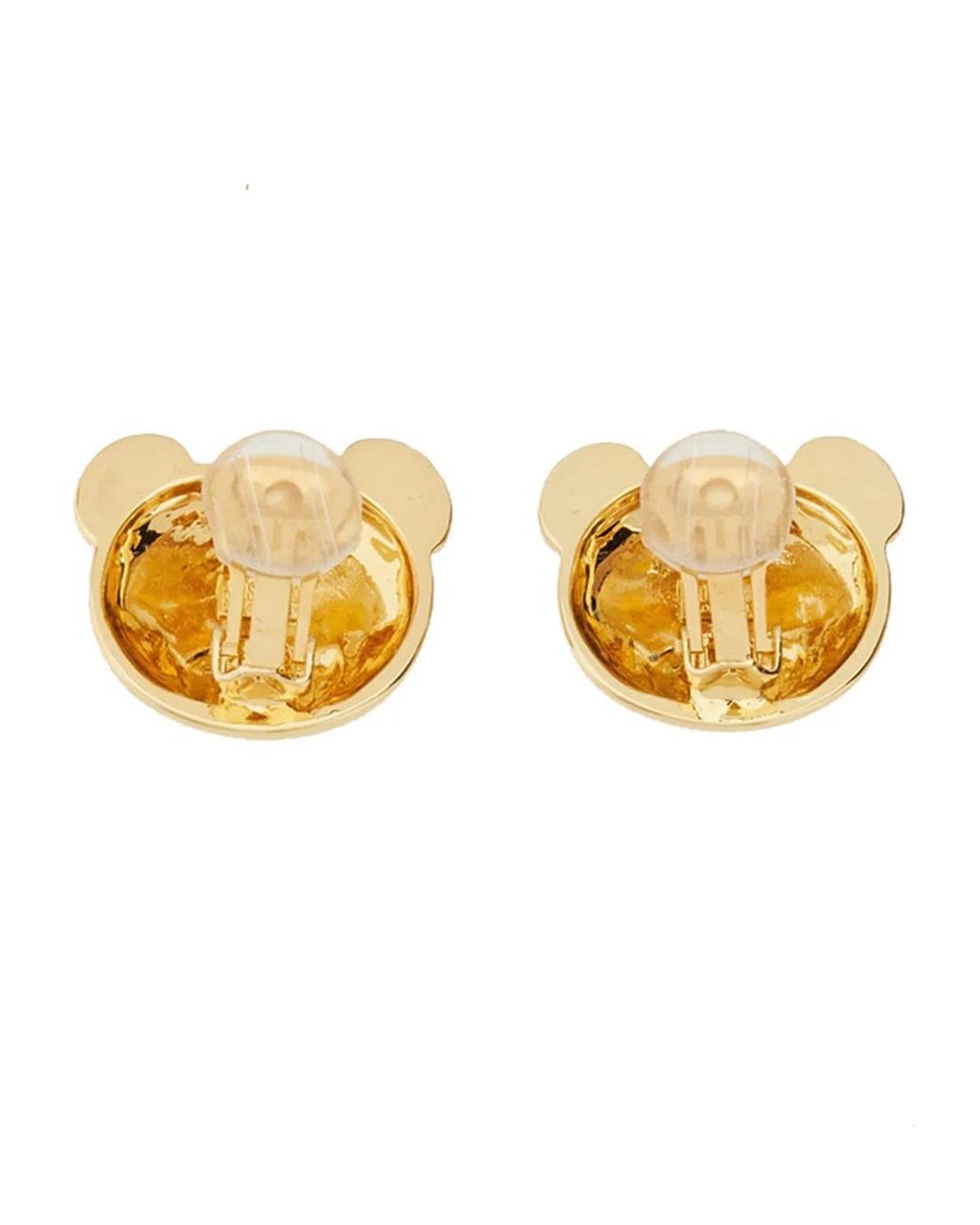 Moschino Couture Metallic Teddy Bear Clip Earrings