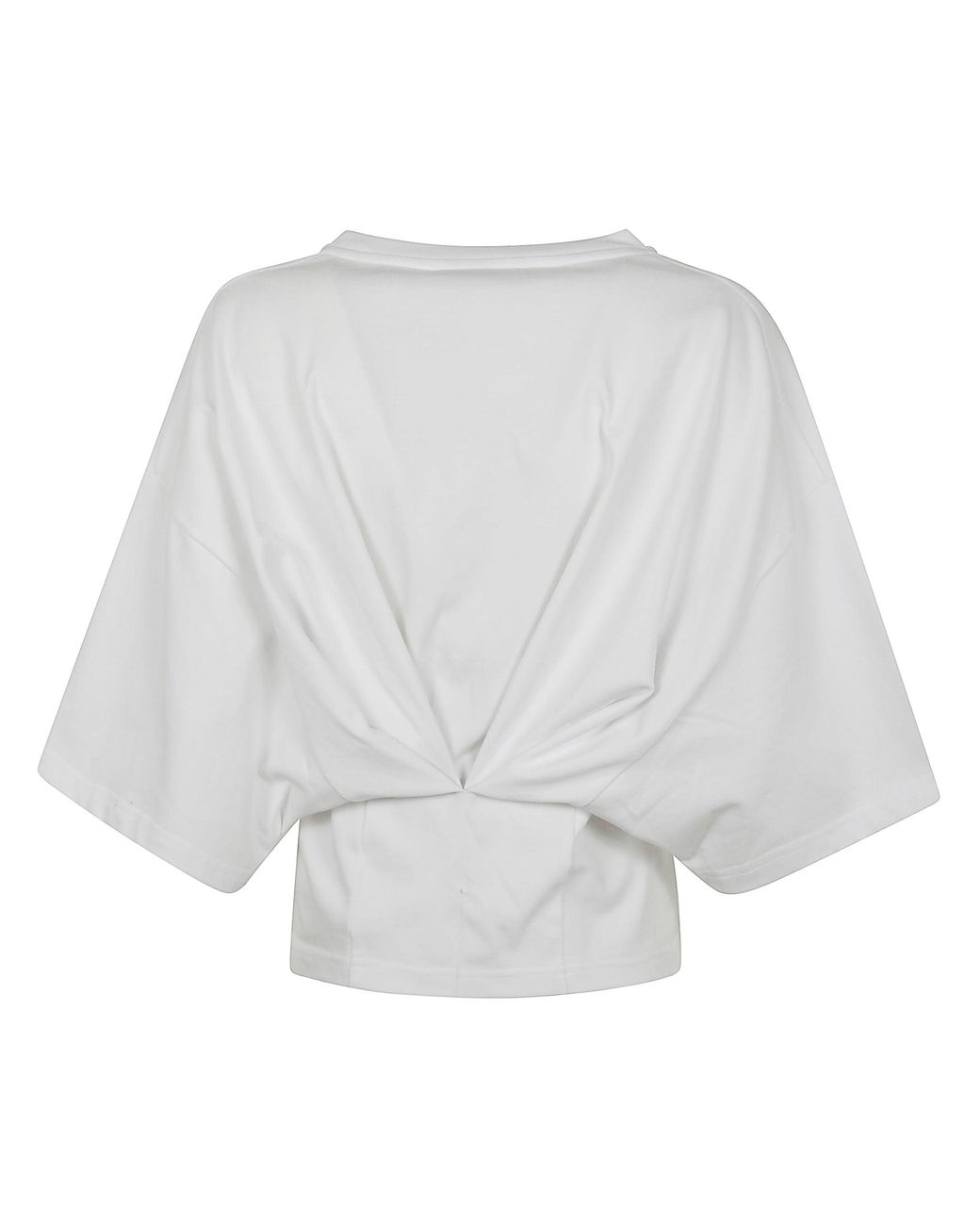 DARKPARK White Doyle Cropped Draped Short Sleeve Tee