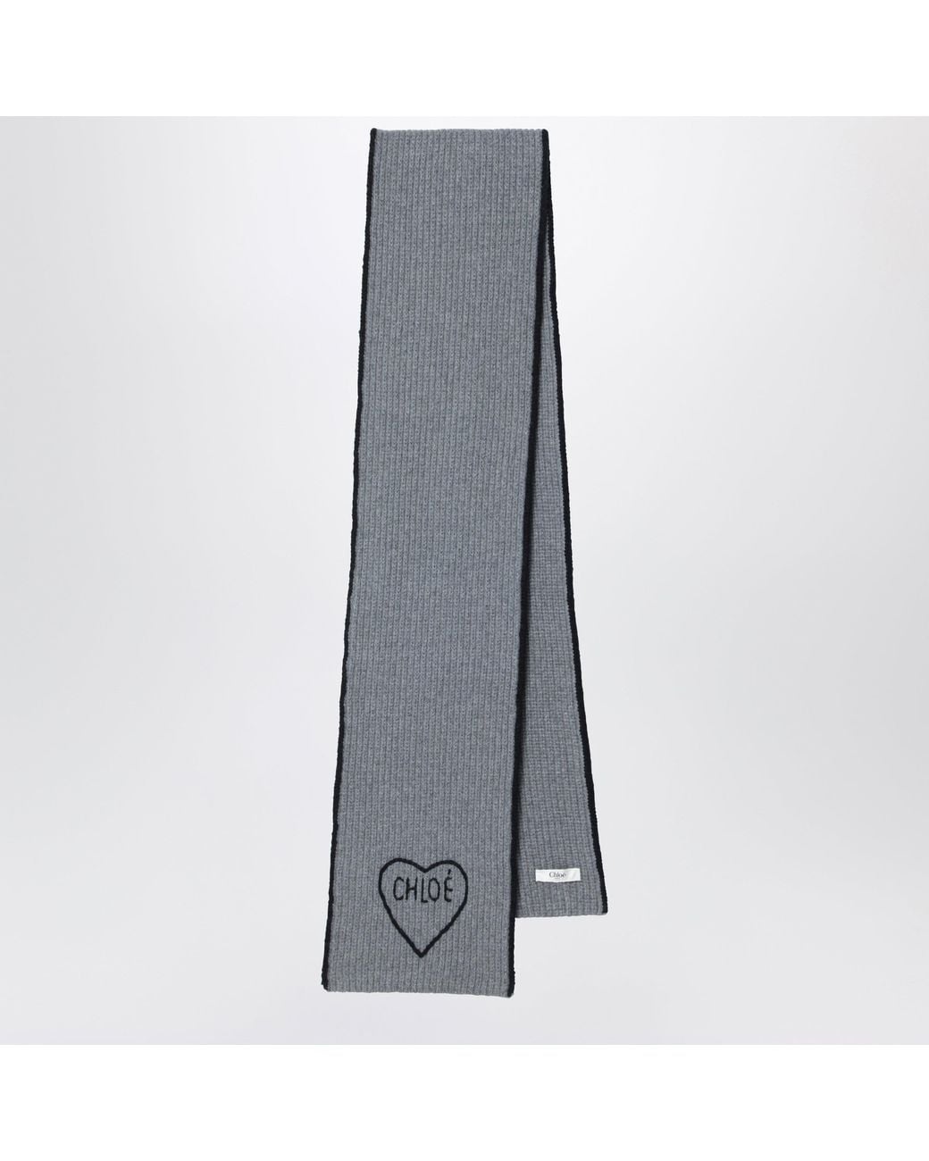 Chloé Gray Encoeur Wool And Cashmere Scarf
