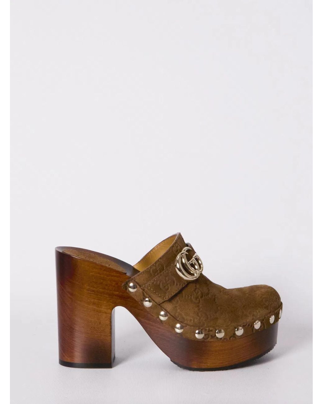 Gucci Brown Double G Platform Clog