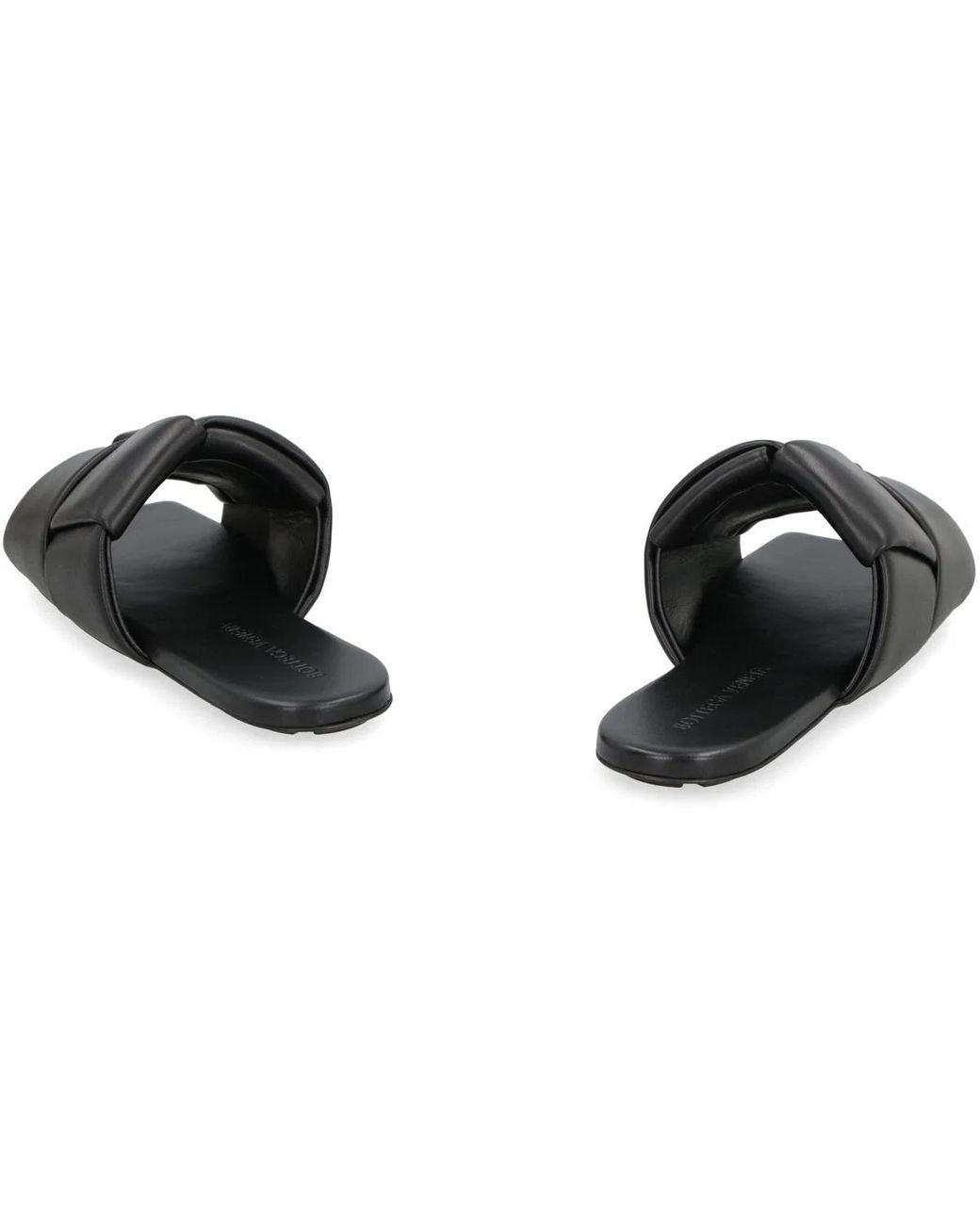 Bottega Veneta Black Flat Patch Sandals