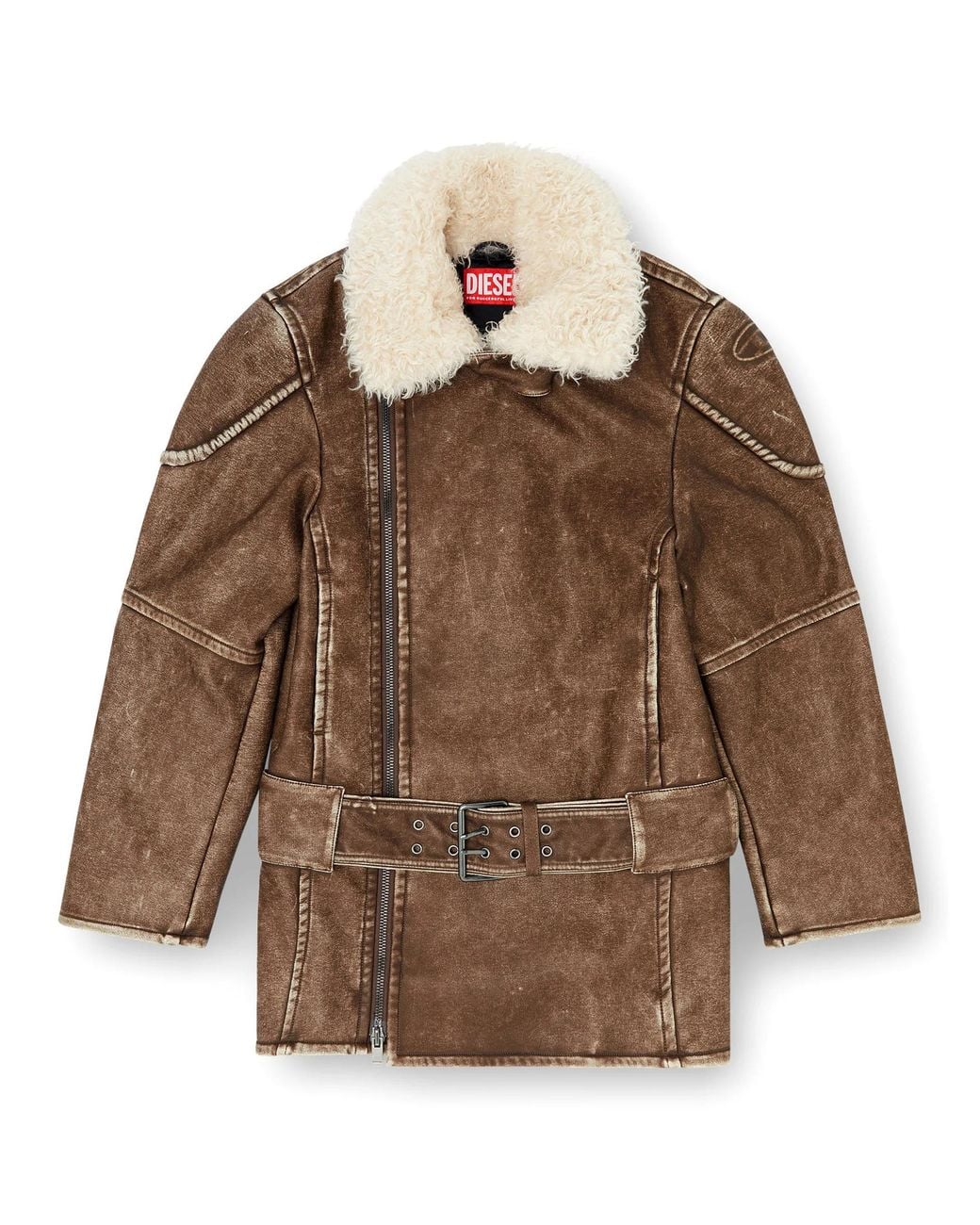 DIESEL Brown Aviator-Biker Style Jacket