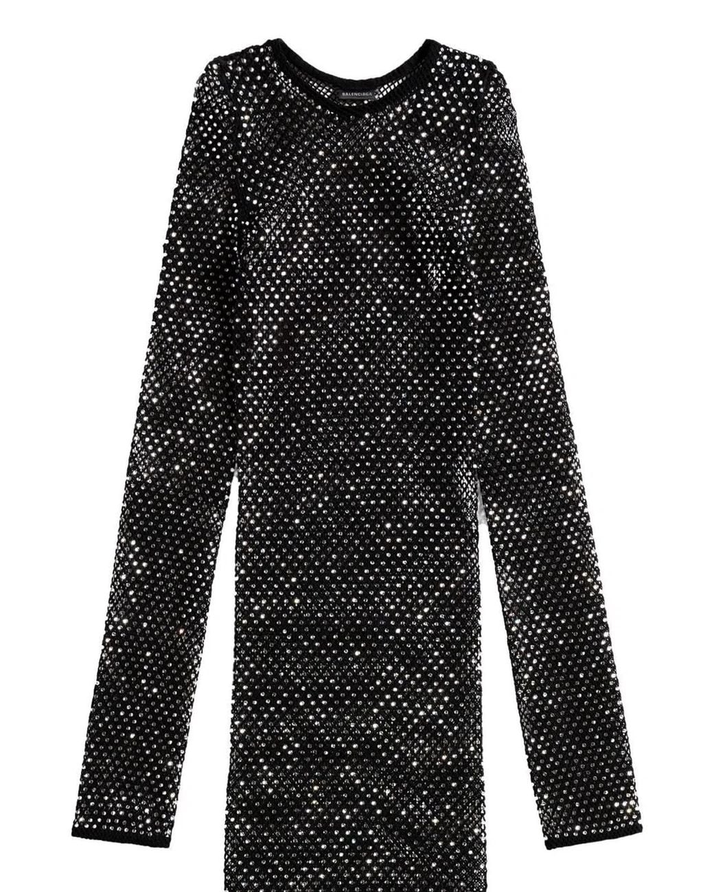 Balenciaga Black Crystal Mesh Mini Top