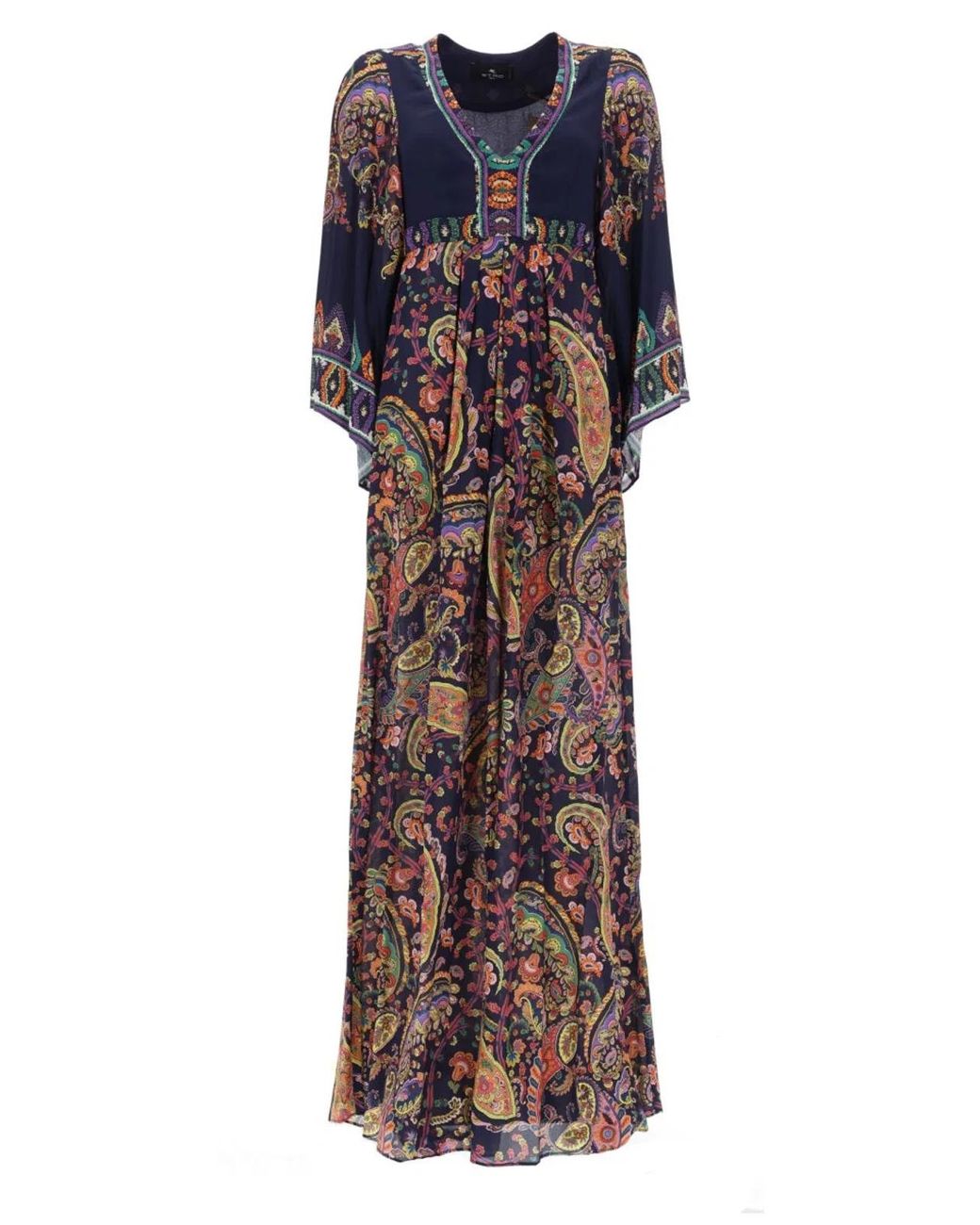 Etro Multicolor Paisley Round Neck Maxi Dress