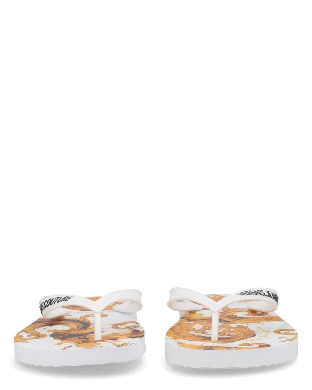 Versace Jeans Couture White Thong Sandal With Logo