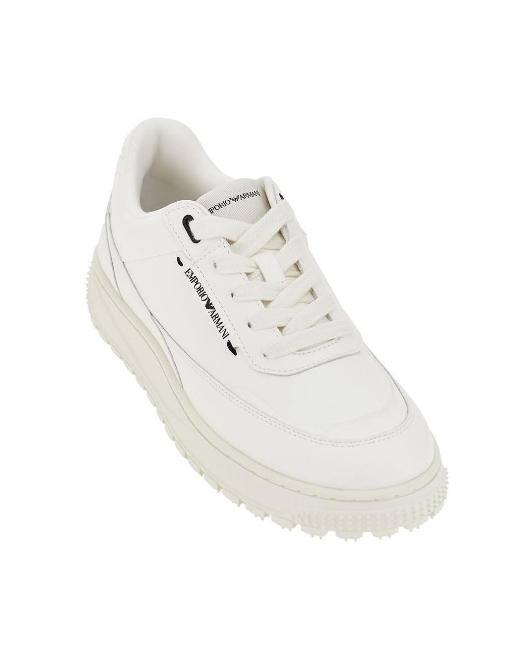 Emporio Armani White Leather Sneakers With Side Logo for men