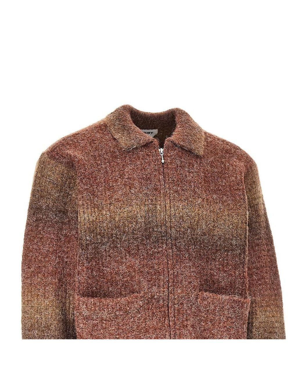 Obey Brown Anton Gradient Full-Zip Cardigan for men