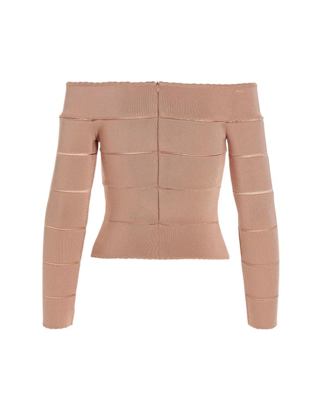 Alexandre Vauthier White Fitted Off-Shoulder Viscose Knit Top