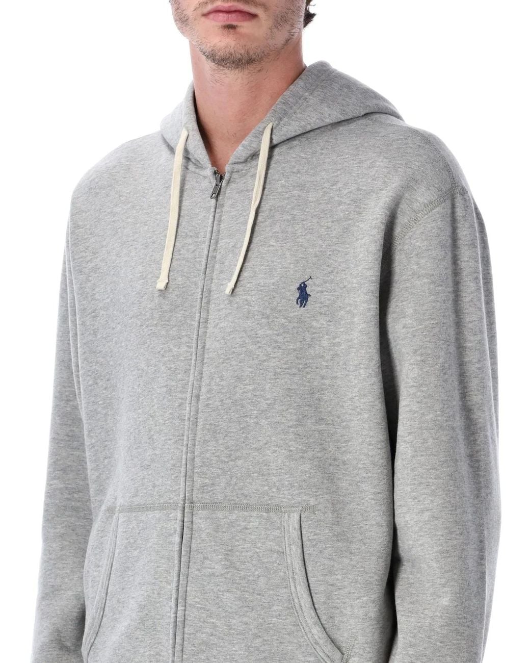 Polo Ralph Lauren Gray Cotton-Blend Zip Hoodie for men