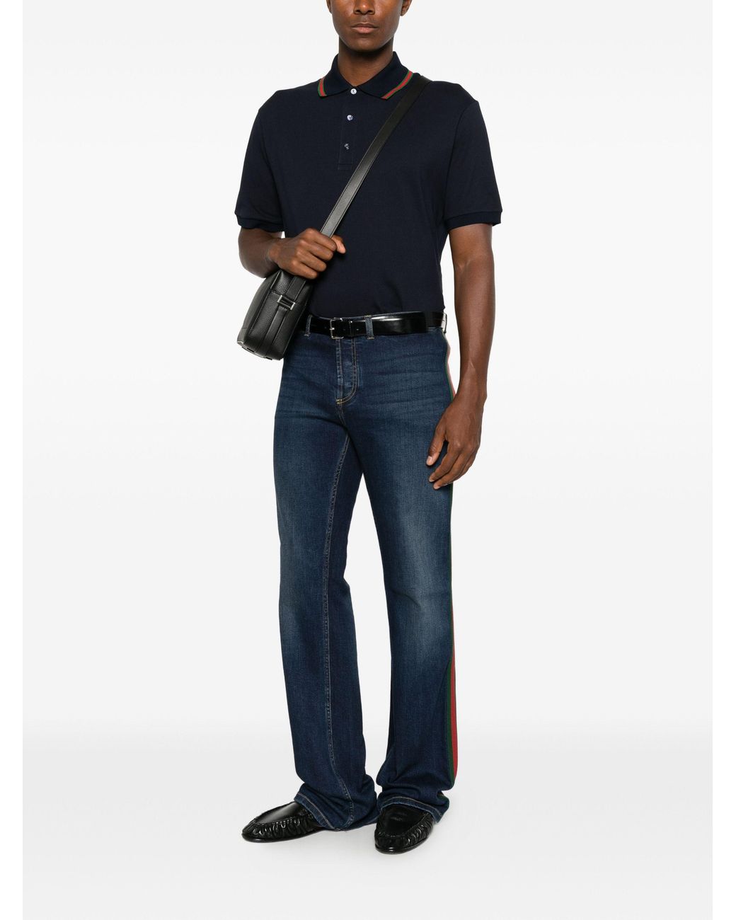 Gucci Blue Cotton Piqué Jersey Polo Shirt for men