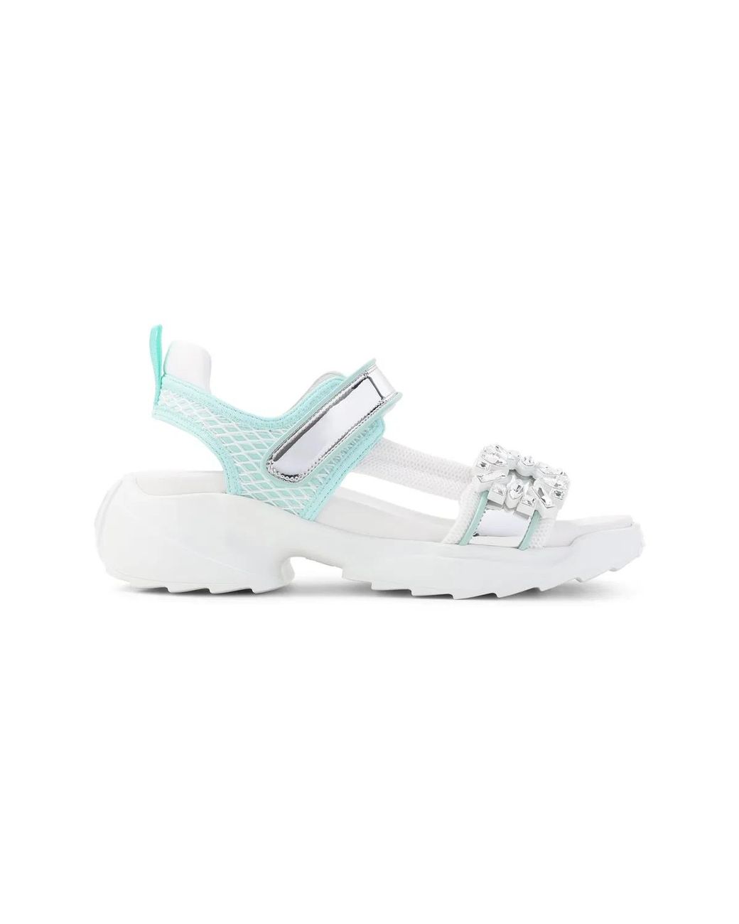 Roger Vivier Blue Viv On The Run Leather Sandals