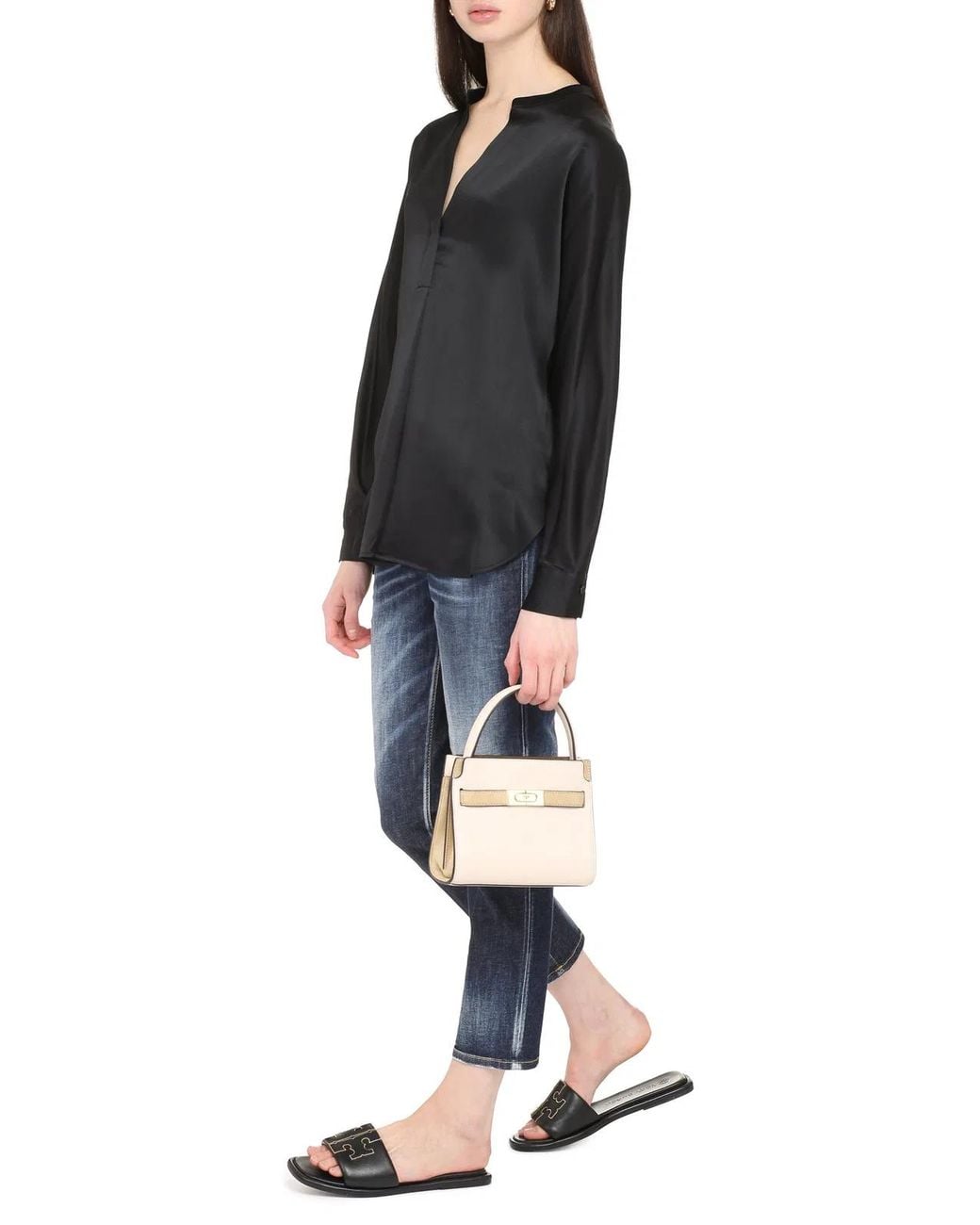 Vince Black Silk Blouse With Buttoned Cuffs Blouses