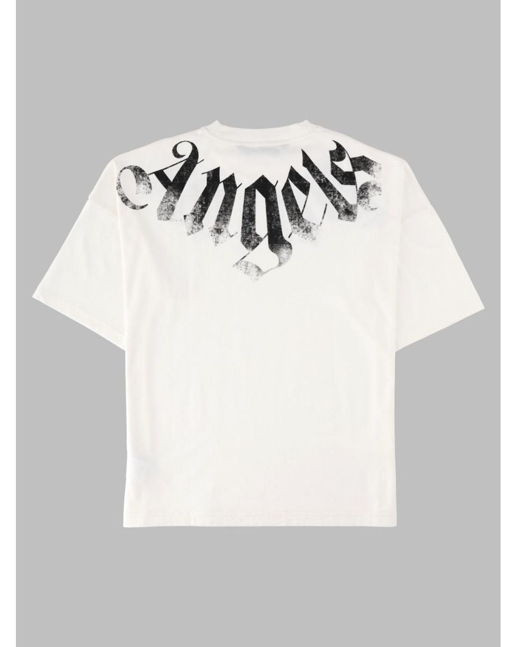 Palm Angels Gray Graphic Print Cotton T-Shirt for men