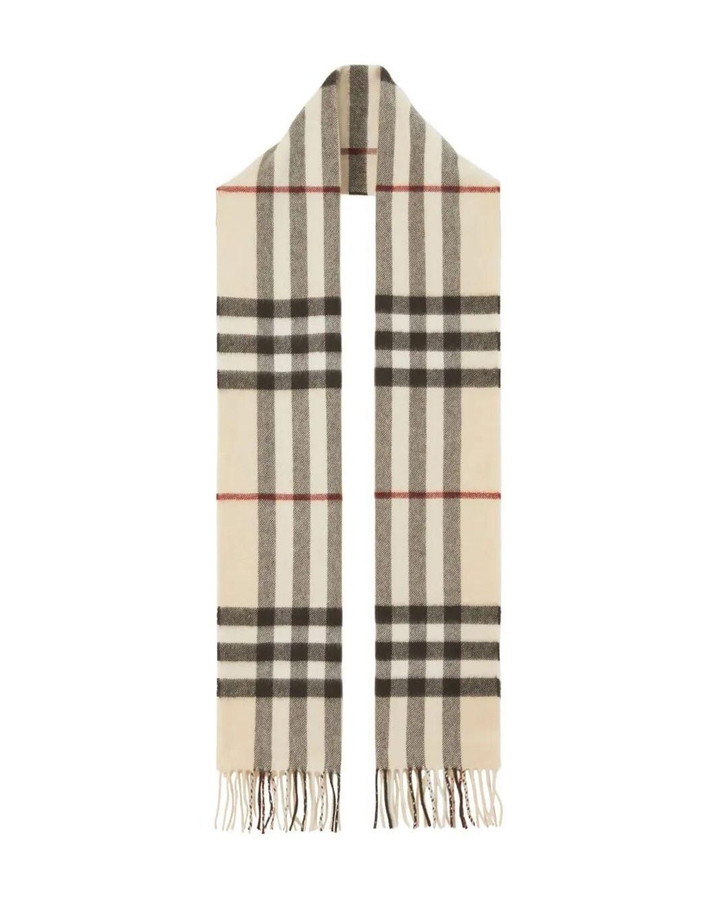 Burberry Natural Rectangular Check Cashmere Scarf Accessories