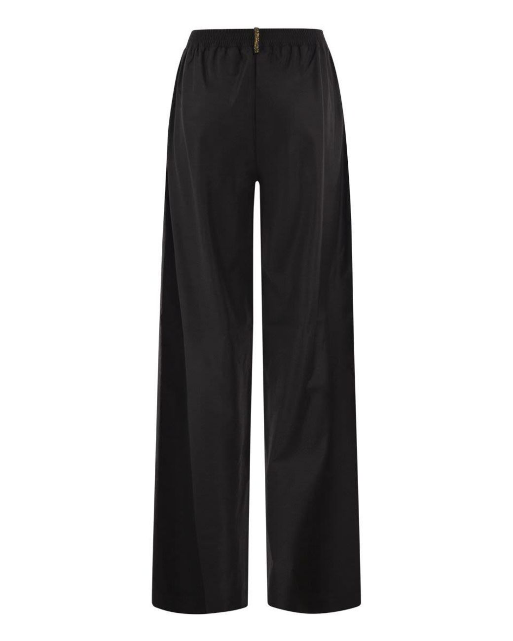 Fabiana Filippi Black Virgin Wool Flannel Trousers With Elasticated Waistband