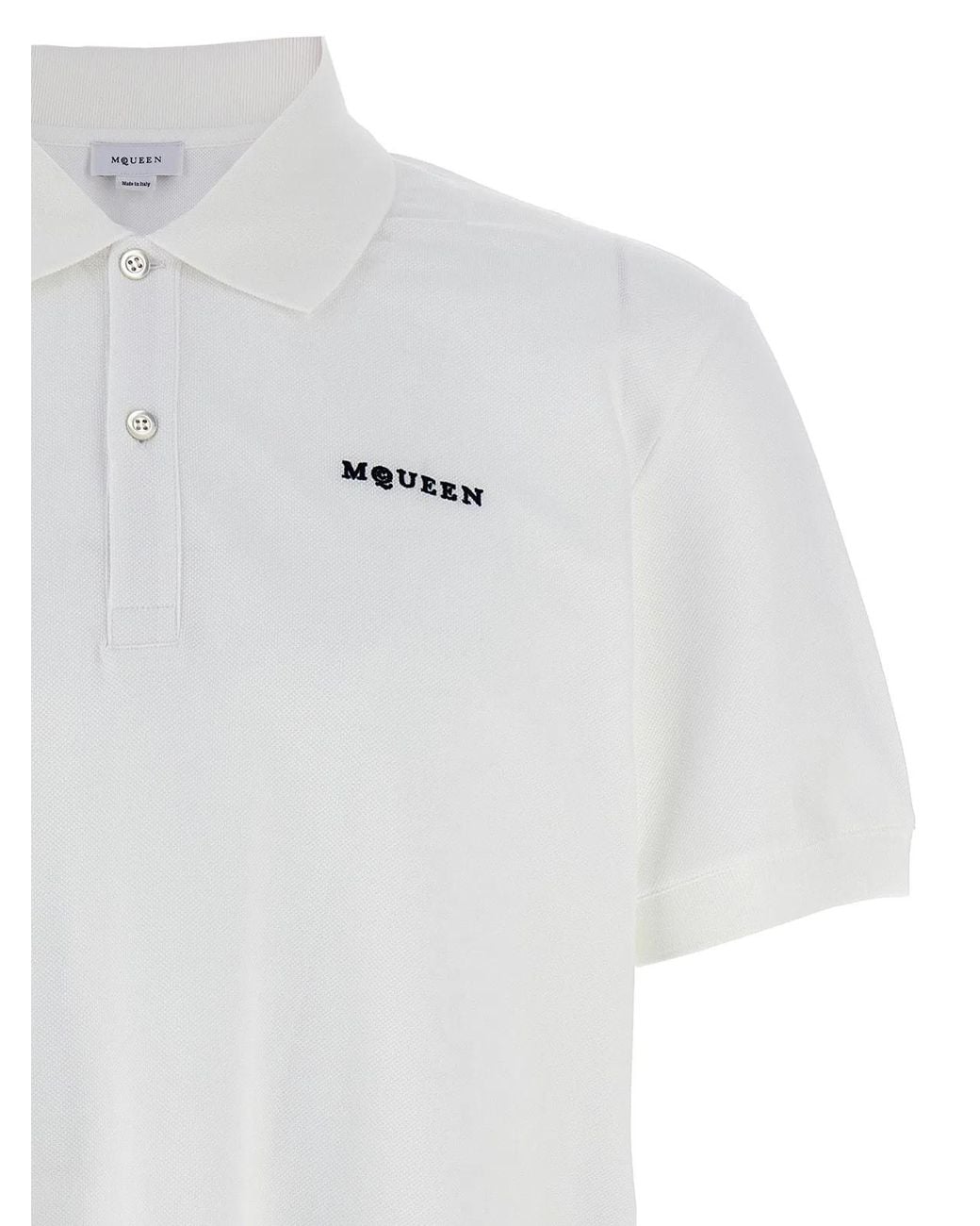 McQueen White Logo Embroidery Polo Shirt for men