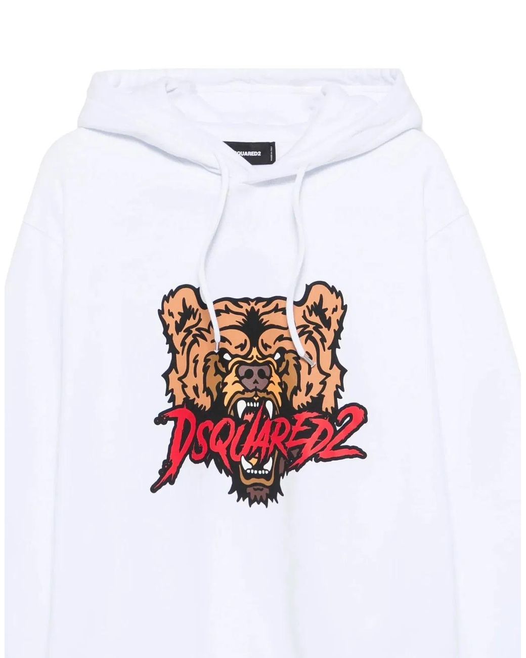 DSquared² White Angry Bear Logo Cool Fit Hoodie for men