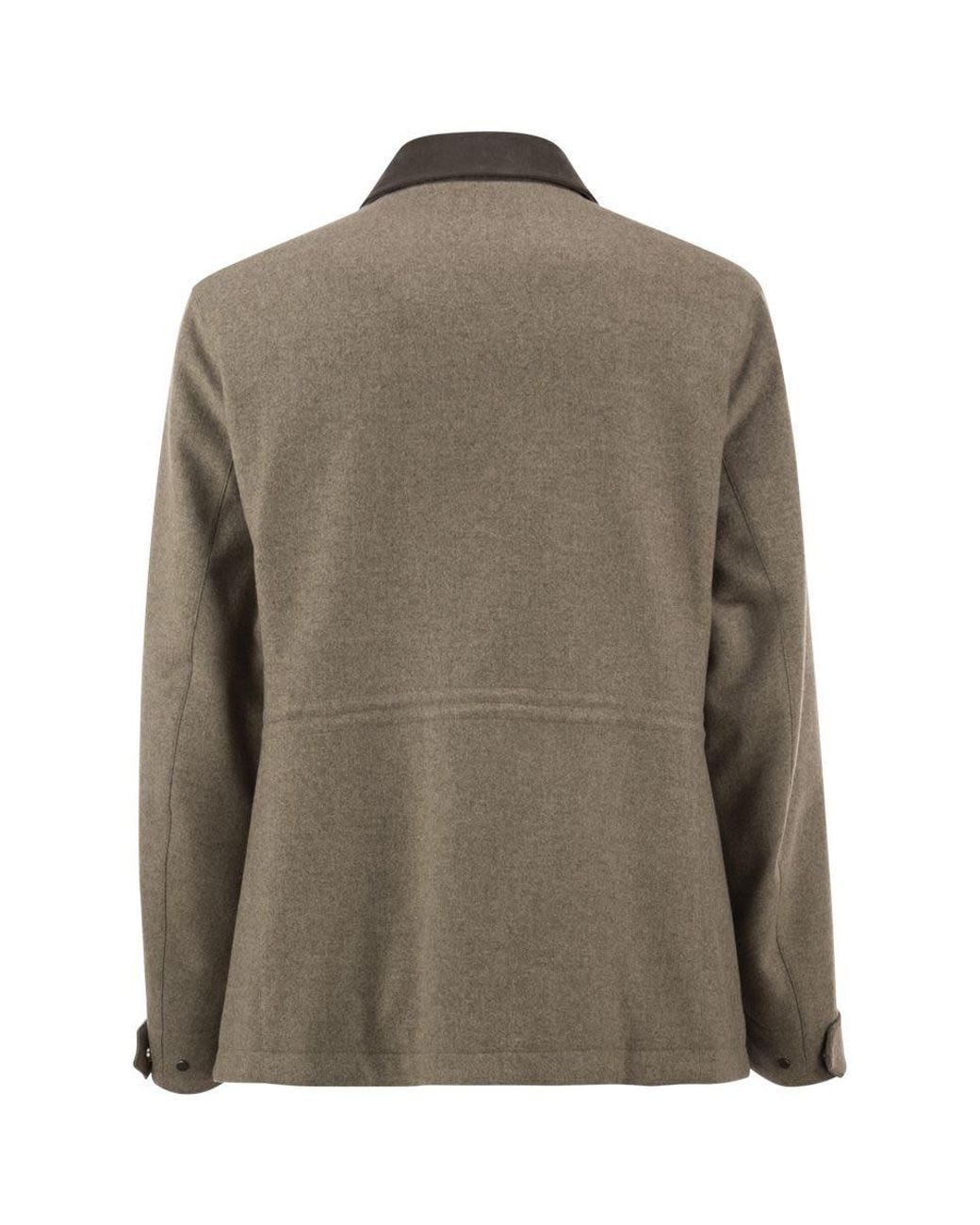 Montecore Brown Virgin Wool Field Jacket With Alcantara Details for men