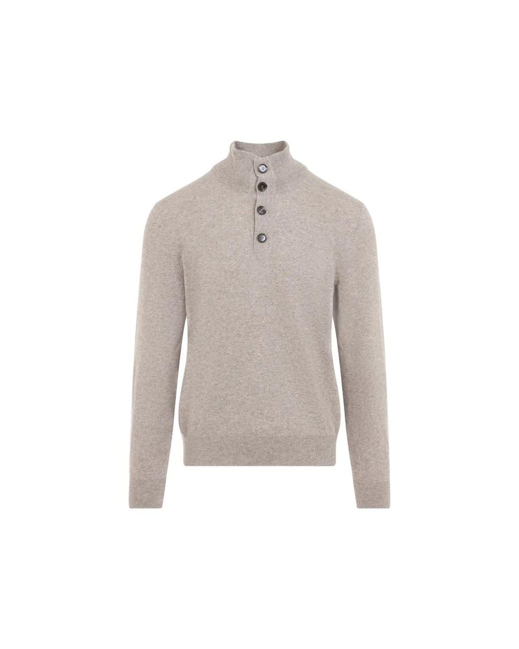 Brioni Gray Half-Button Up Sweater for men