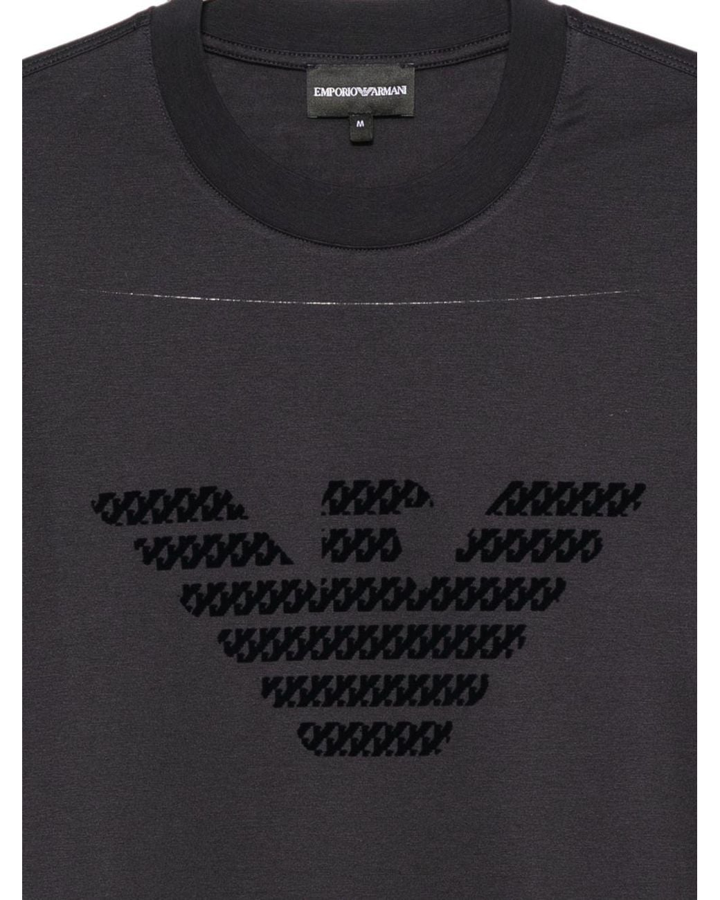 Emporio Armani Black Lyocell And Cotton Blend T-Shirt With Logo for men