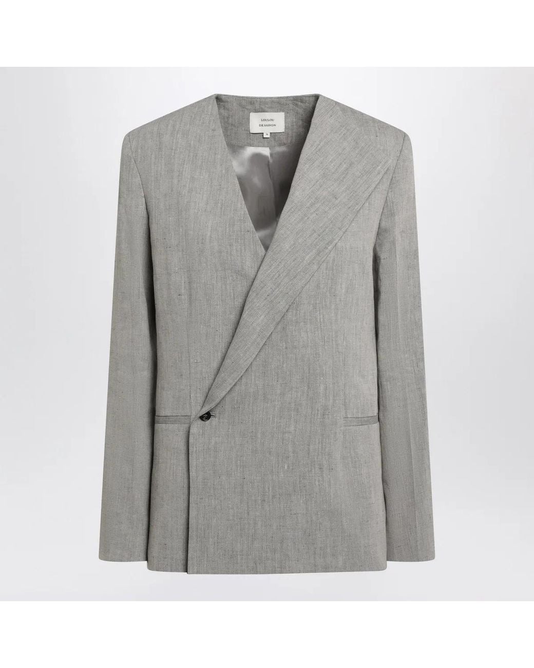 Loulou de Saison Gray Suna Tailored Jacket With An Asymmetric Opening And Lapel