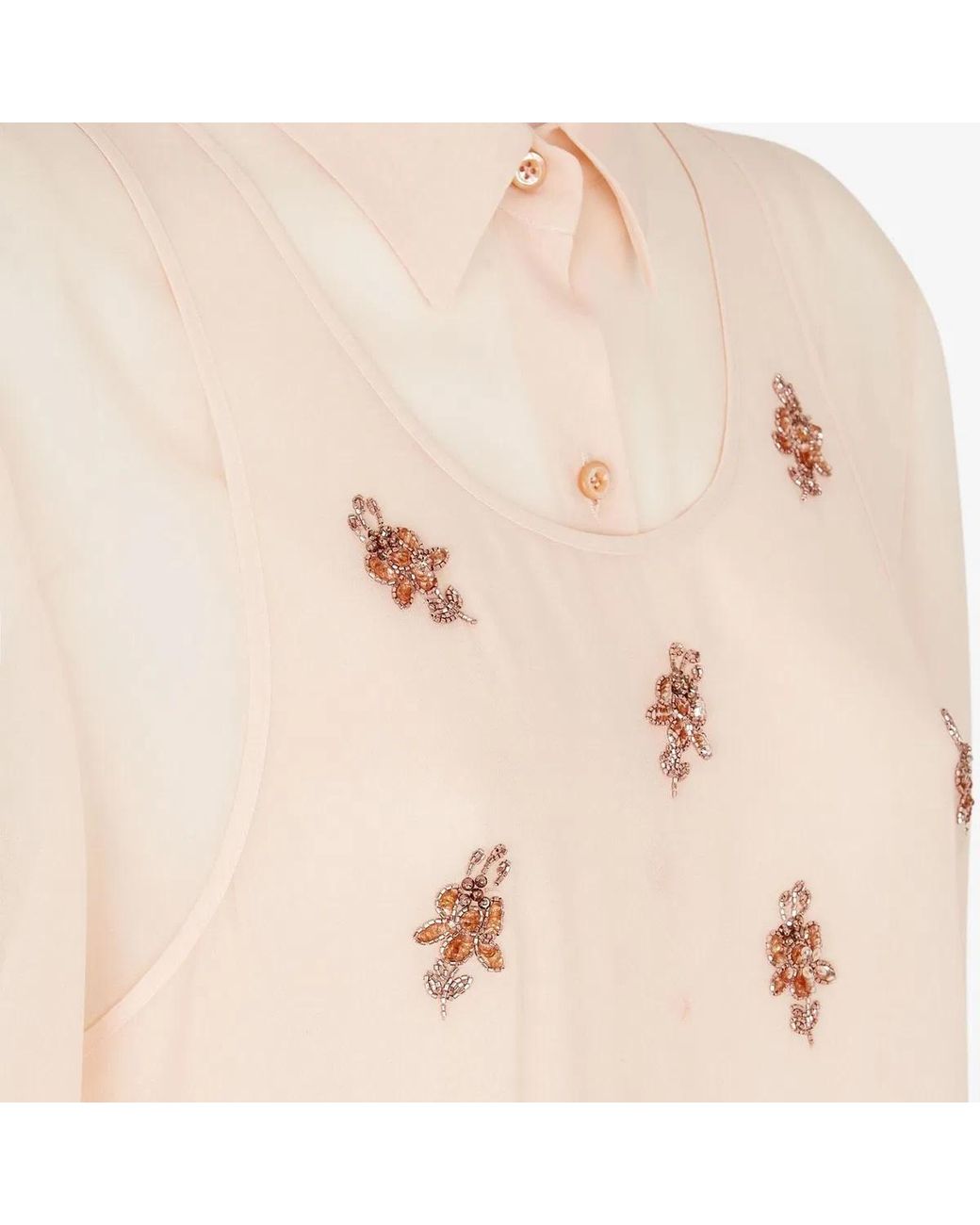 Fendi Natural Embroidered Georgette Shirt