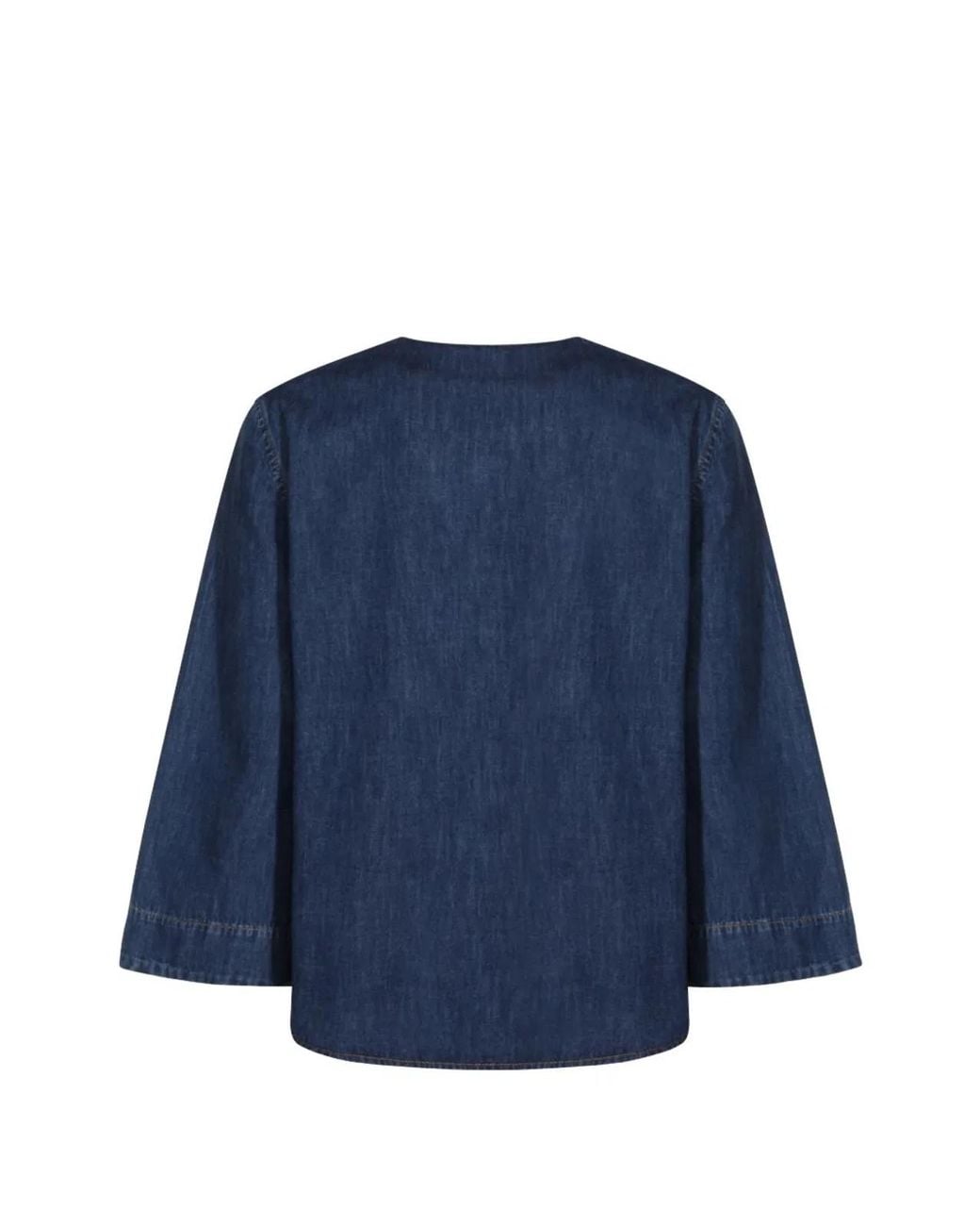 Valentino Garavani Blue V-Neck Logo-Plaque Blouse