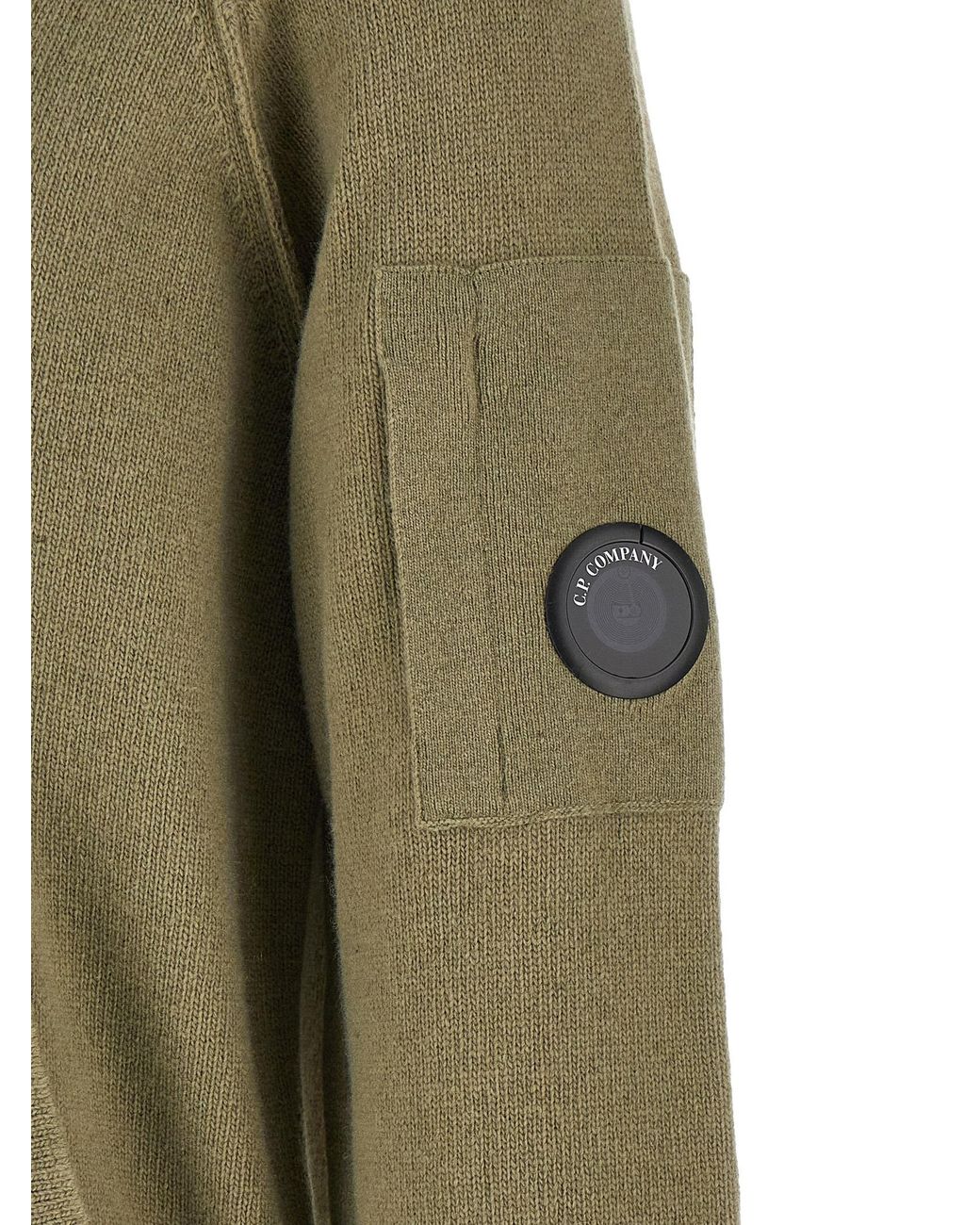 C P Company Green Wool Cardigan for men