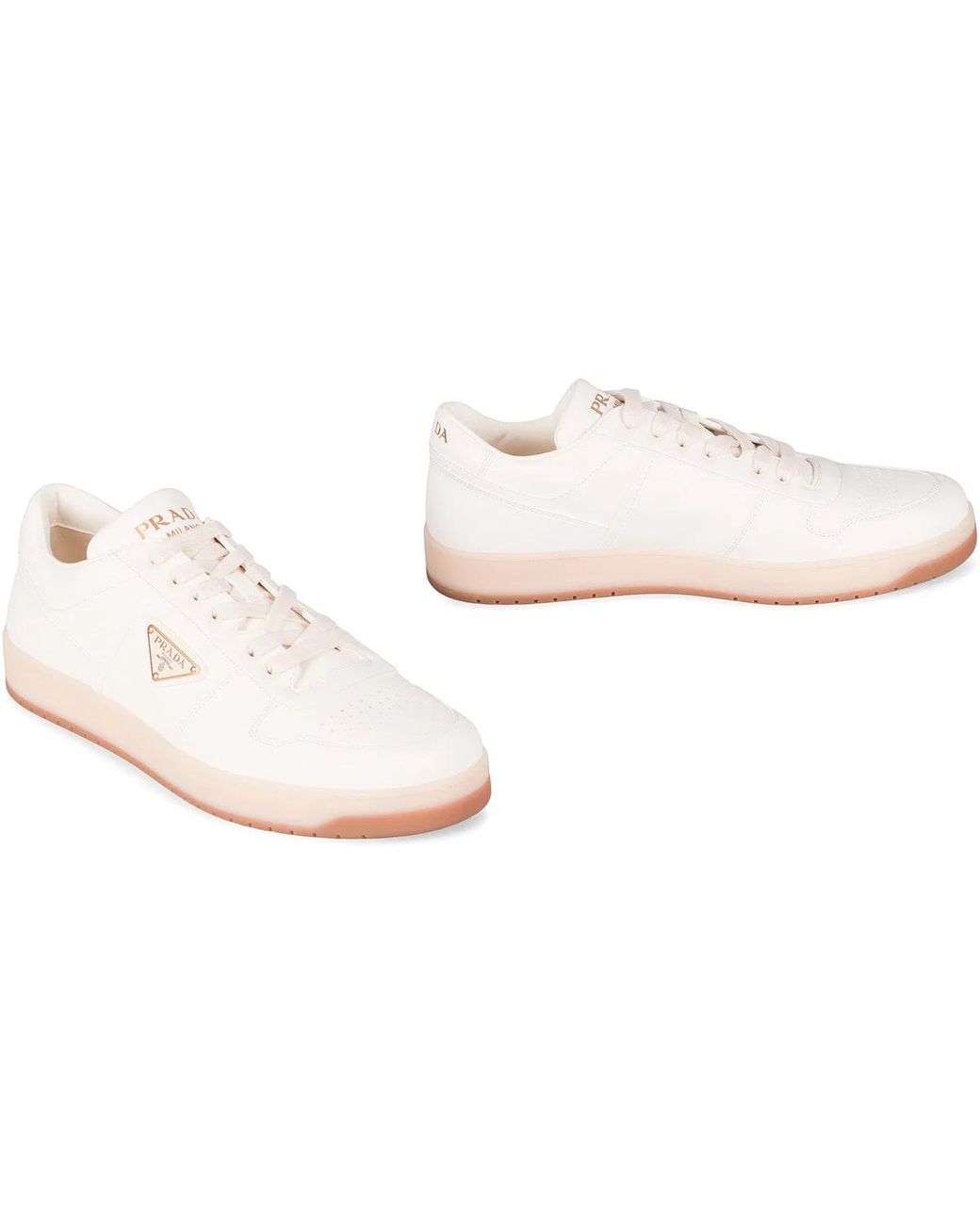 Prada White Downtown Leather Sneakers for men