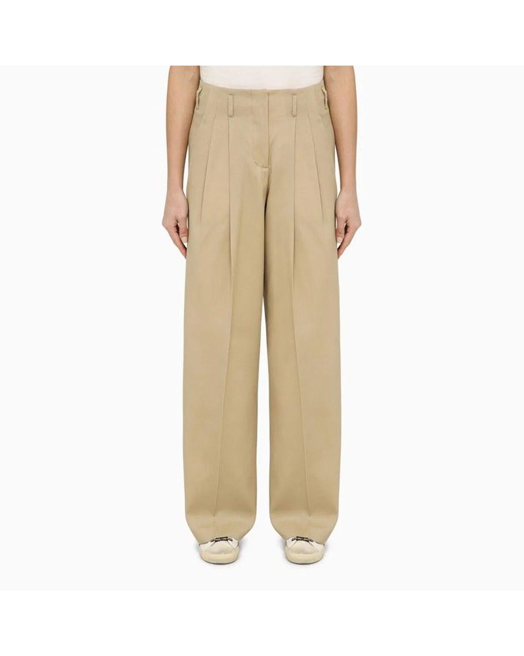 Golden Goose Deluxe Brand Natural High-Waist Wide-Leg Trousers