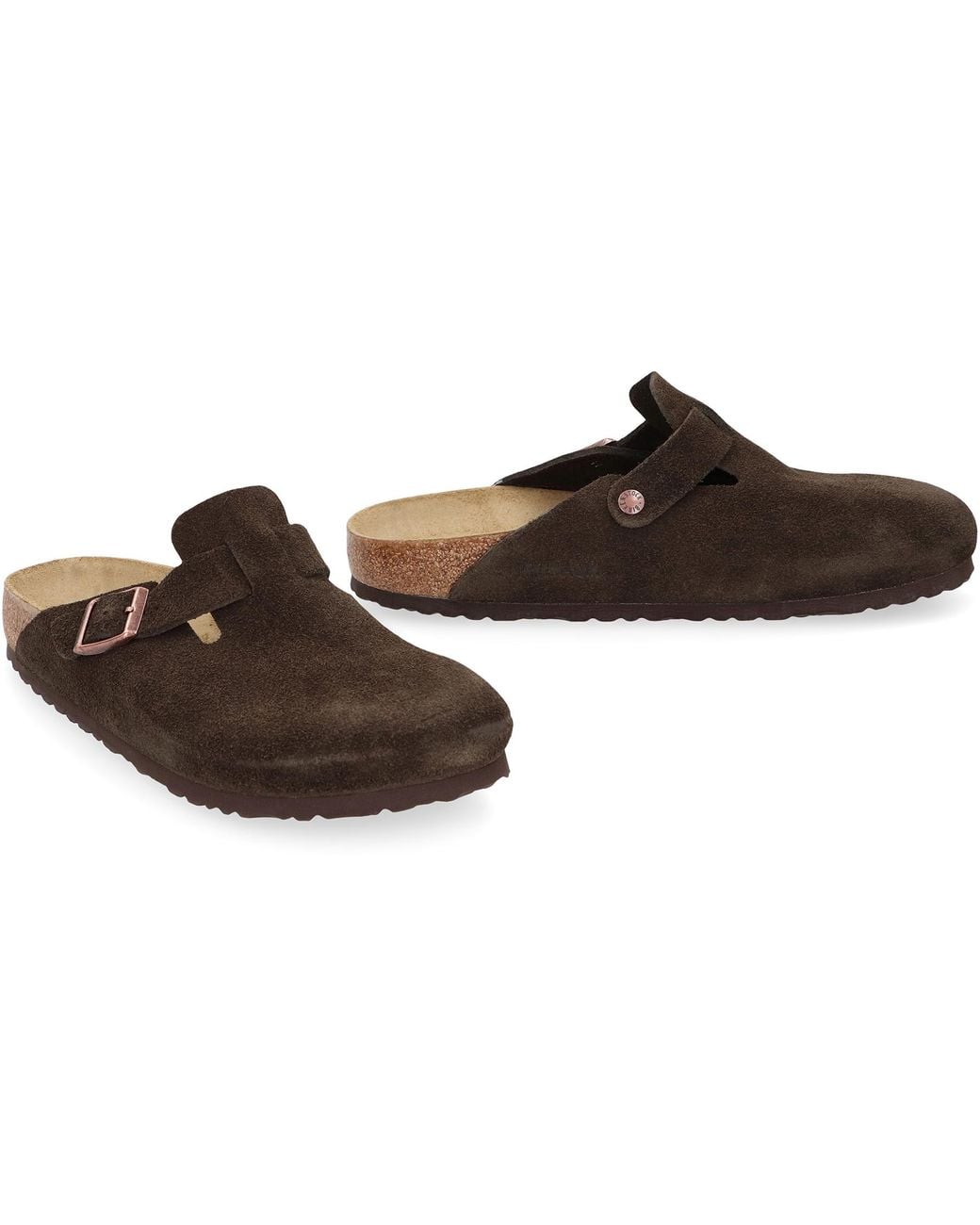 Birkenstock Brown Classic Suede Boston Sabot For for men