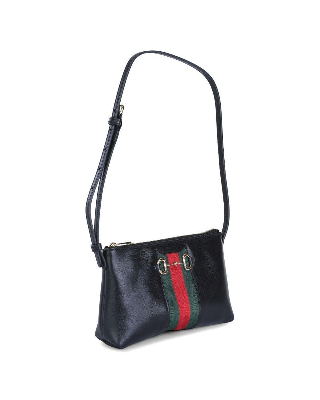 Gucci Blue Horsebit Striped Crossbody Bag