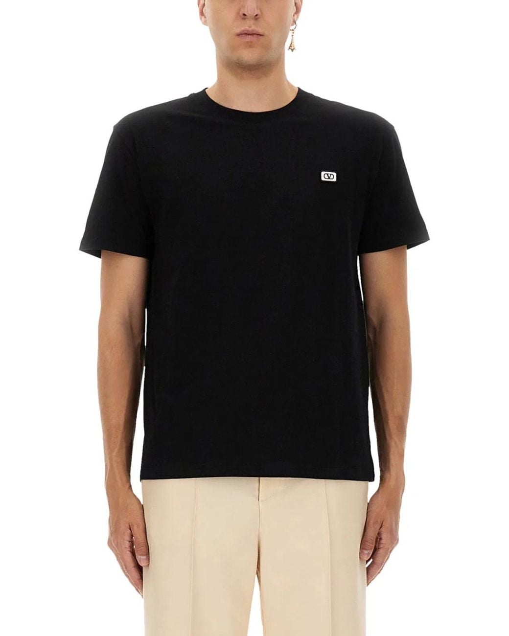 Valentino Black T-Shirt With Signature Vlogo for men