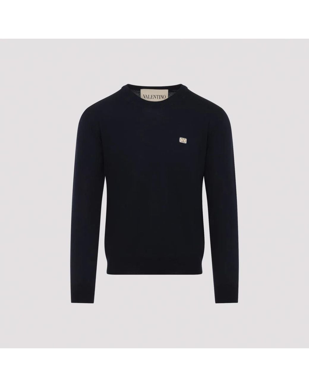 Valentino Blue Wool Crewneck Sweater for men