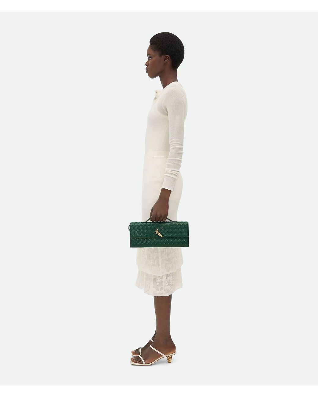 Bottega Veneta Green Andiamo Long Clutch