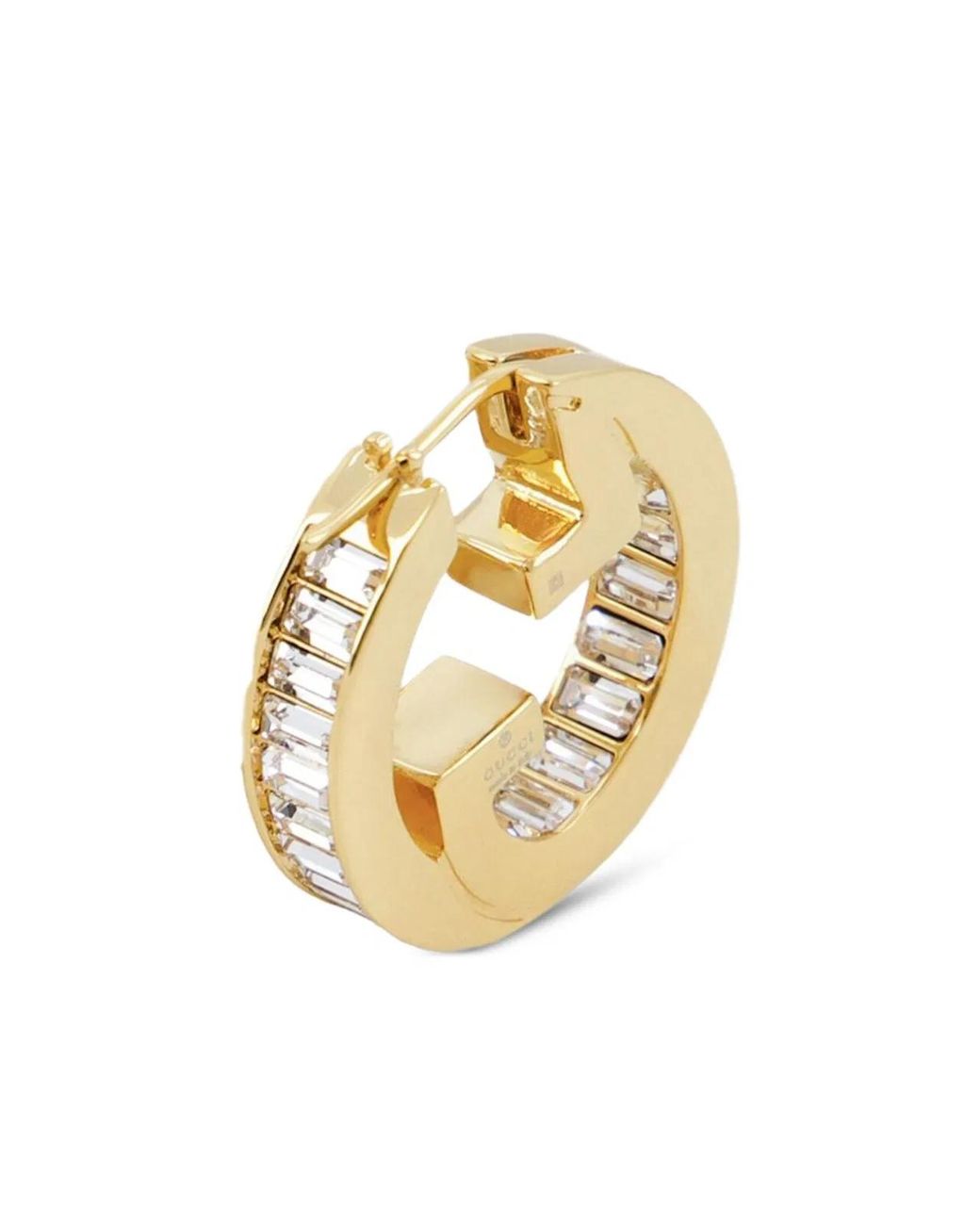 Gucci Black Hoop Earrings With Crystals
