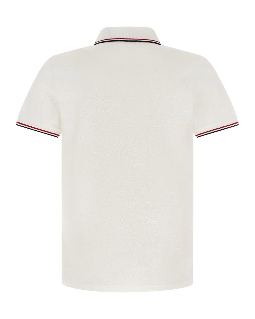 Moncler White Tricolor Trim Polo Shirt for men