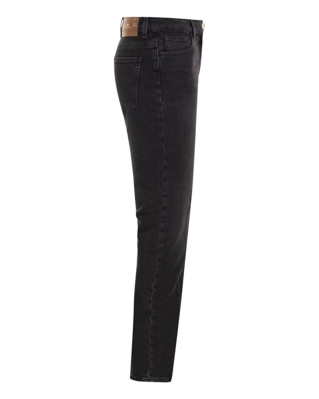 Elisabetta Franchi Black High-Waisted Slim-Fit Jeans