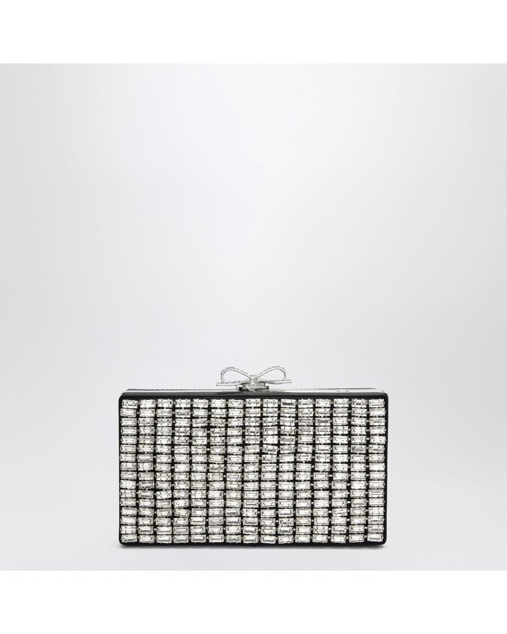 Self-Portrait Metallic Crystal Mesh Clutch Bag