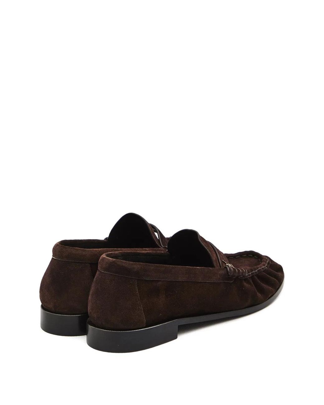 Saint Laurent Brown Cassandre-Detail Loafers