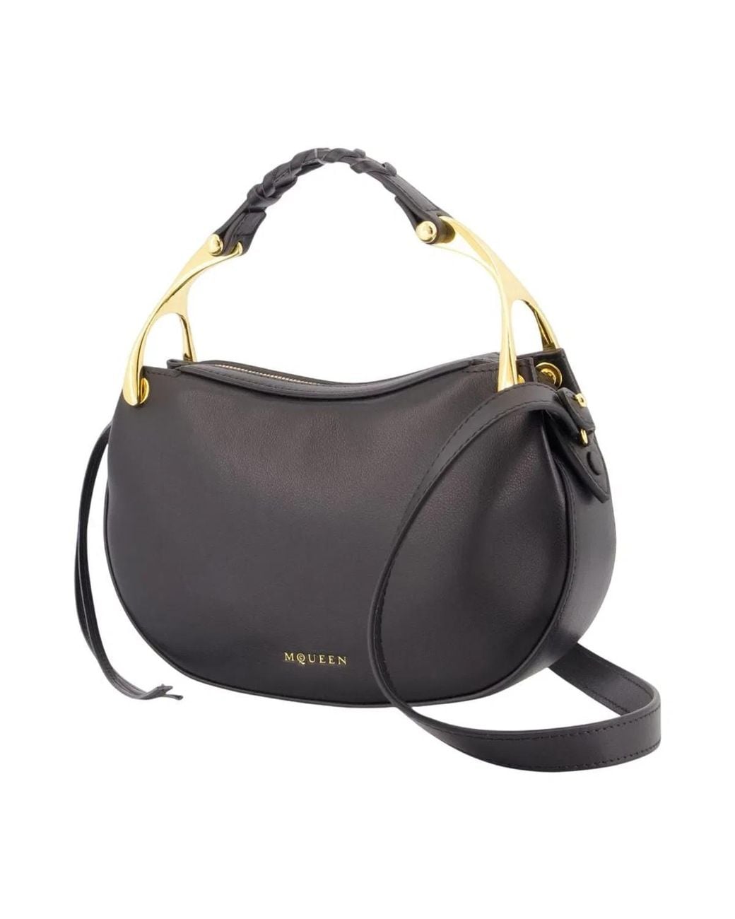 McQueen Black Wishbone Mini Crossbody