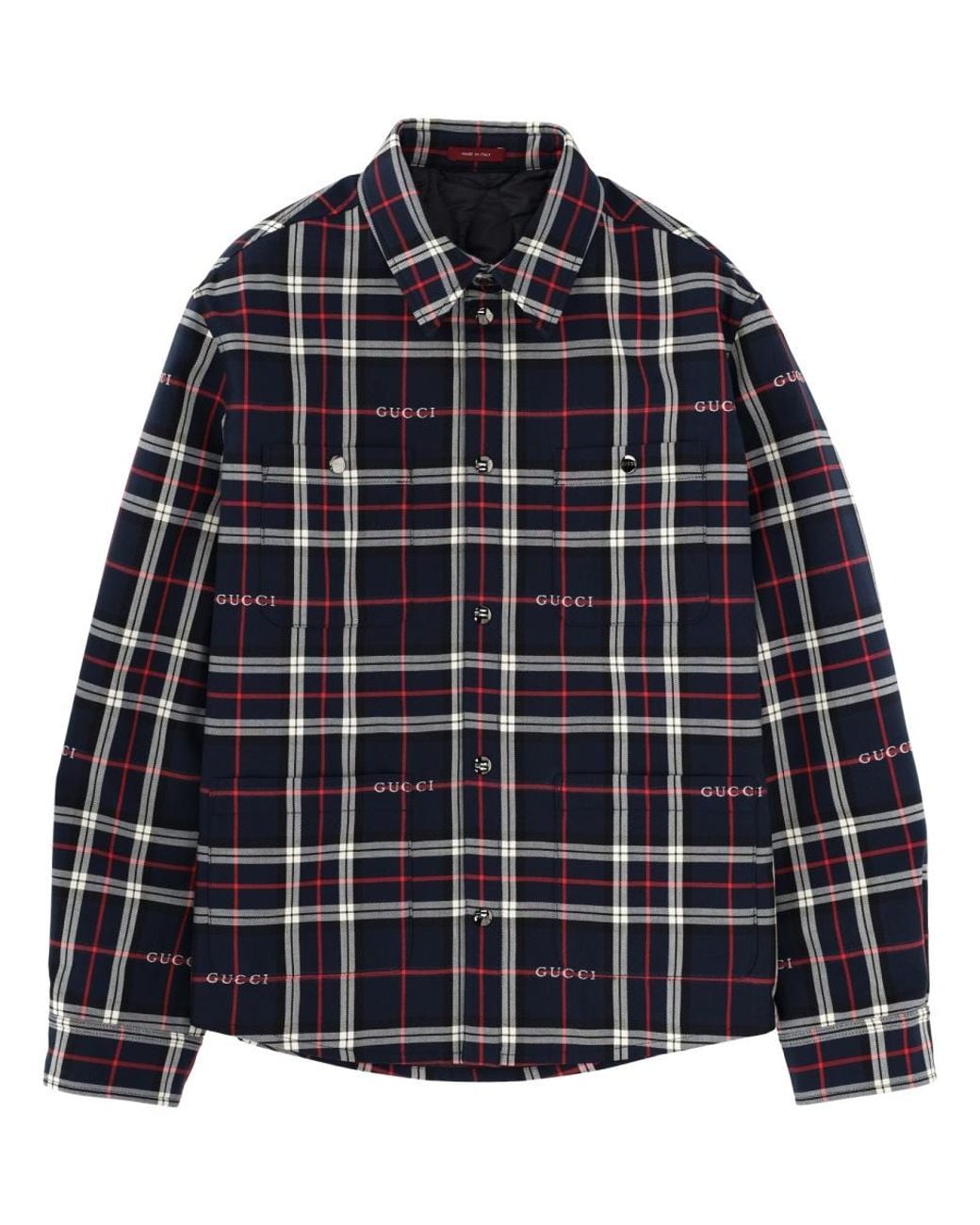 Gucci Blue Overshirt With Logo Cotton Jacket for men