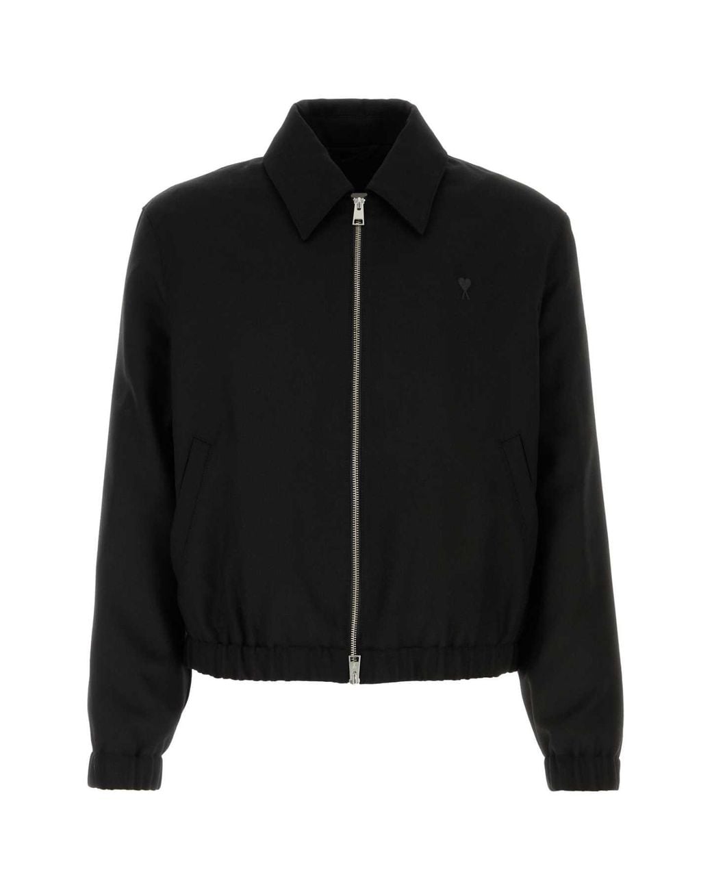 AMI Black Ami Wool Bomber Jacket for men